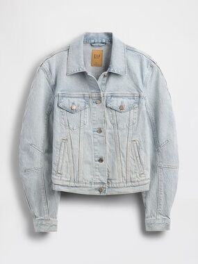 NWT GAP [$138] Women's Barrel Sleeve Super Light Wash Denim Jacket